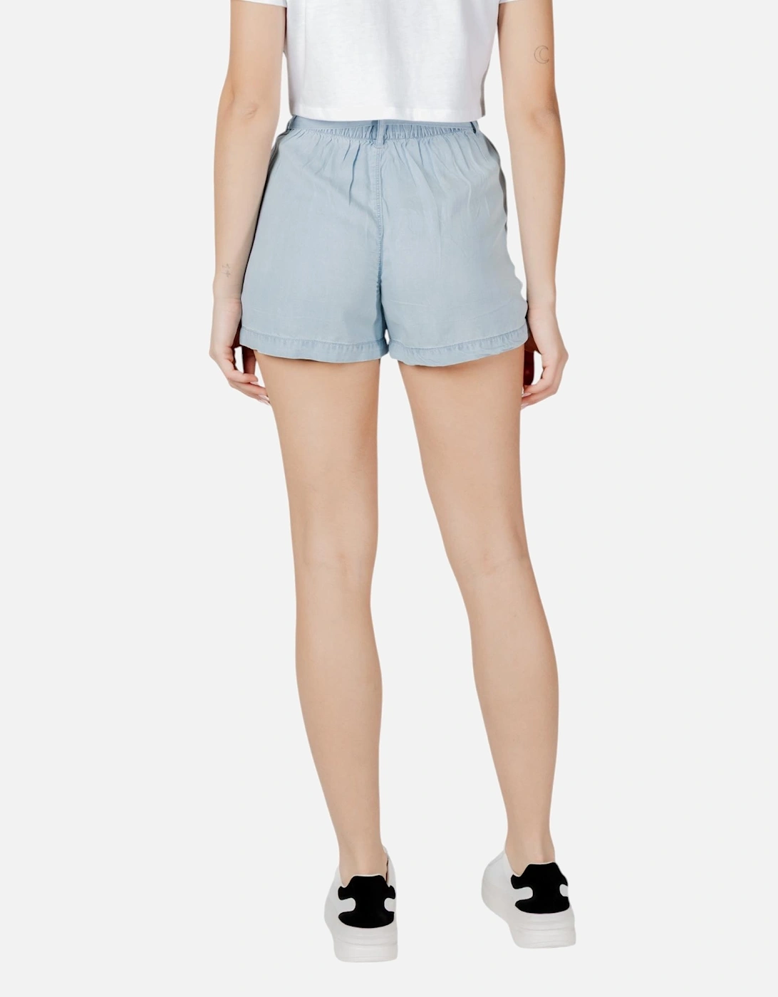Belted Lyocell Shorts with Front Pockets Women - Light Blue