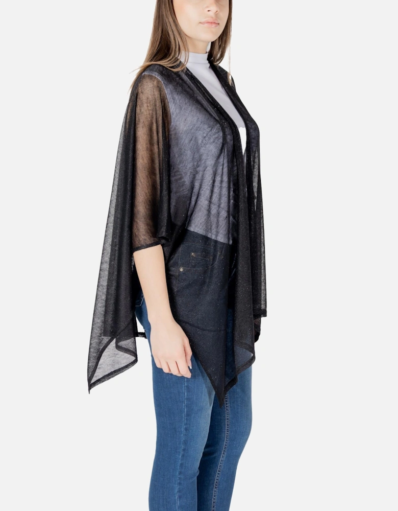 Short Sleeve Acrylic Cardigan Women - Black Sweaters