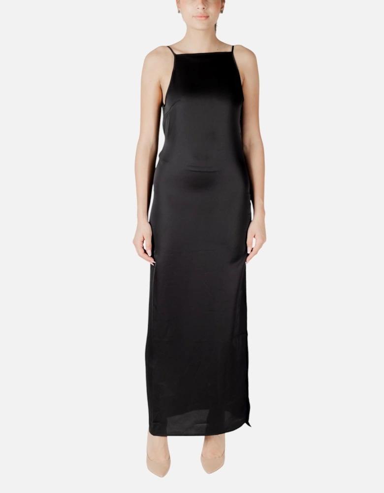 Square Neck Strappy Dress with Side Zip Women - Black Dresses