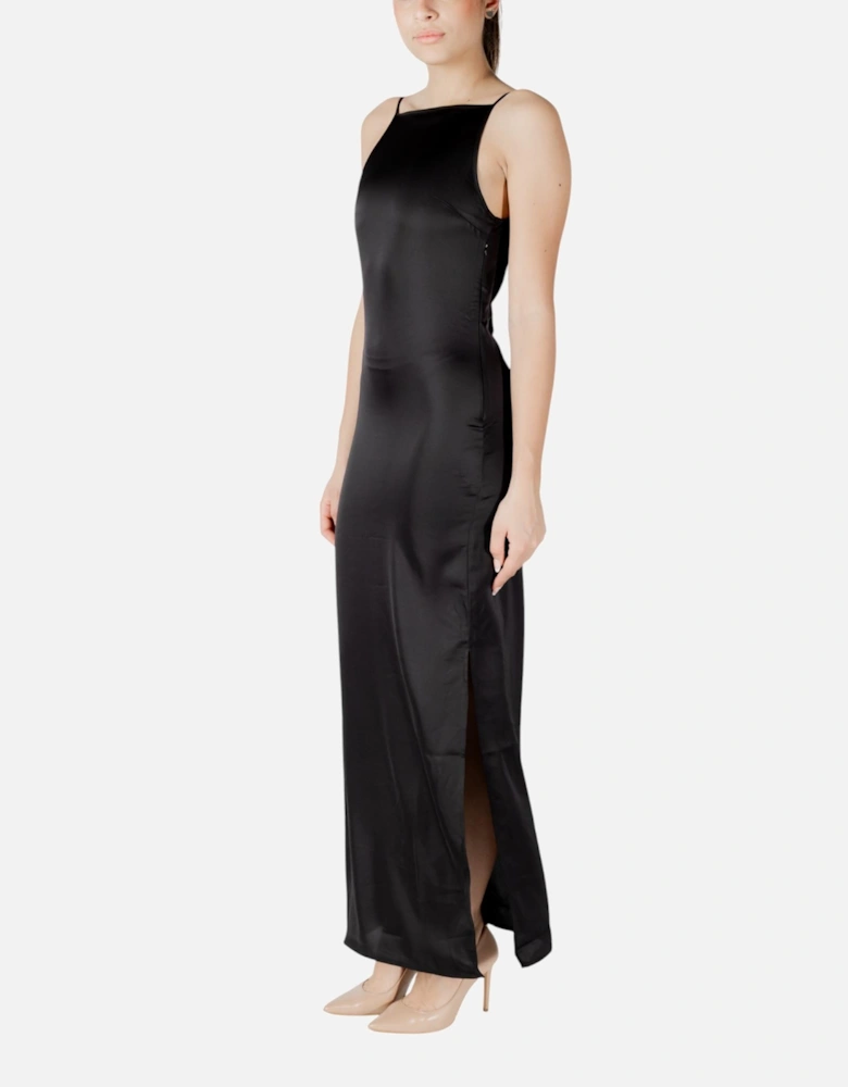 Square Neck Strappy Dress with Side Zip Women - Black Dresses