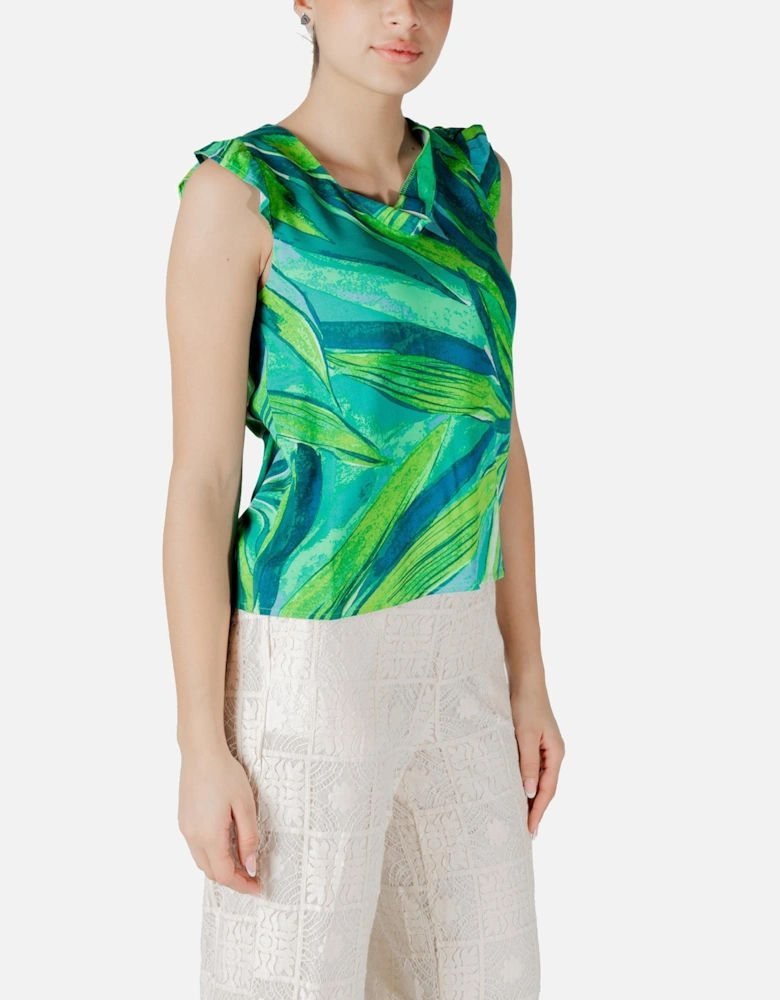 Floral Sleeveless Round Neck Top Women - Green