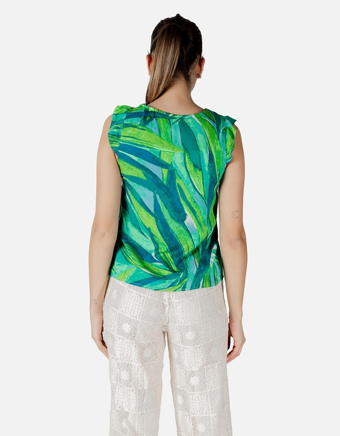 Floral Sleeveless Round Neck Top Women - Green
