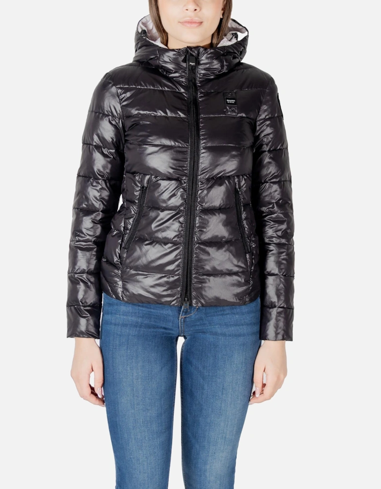 Hooded Zip-Up Jacket with Front Pockets Women - Black Jackets
