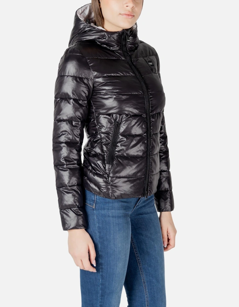 Hooded Zip-Up Jacket with Front Pockets Women - Black Jackets
