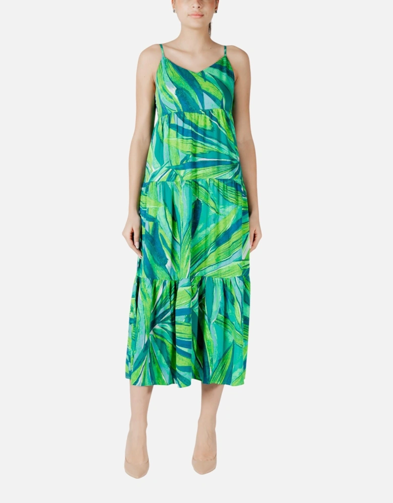 Floral V-Neck Strappy Dress Women - Green Dresses