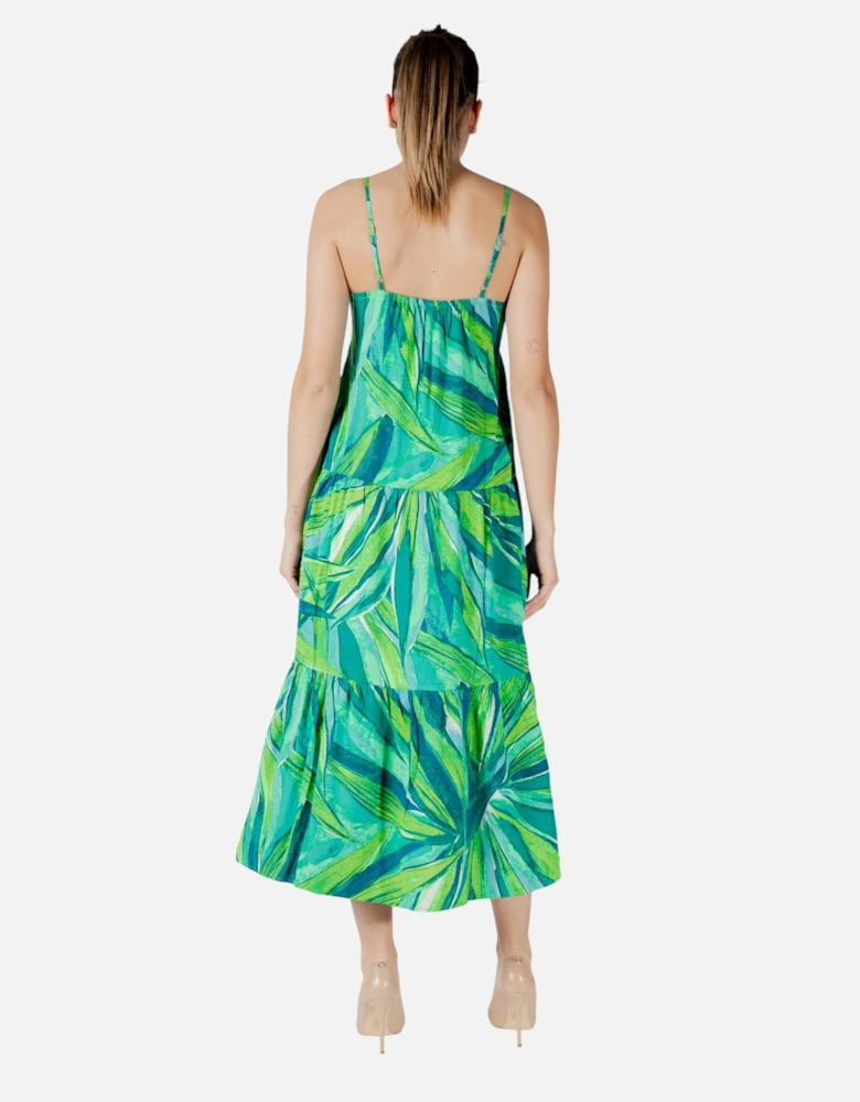 Floral V-Neck Strappy Dress Women - Green Dresses
