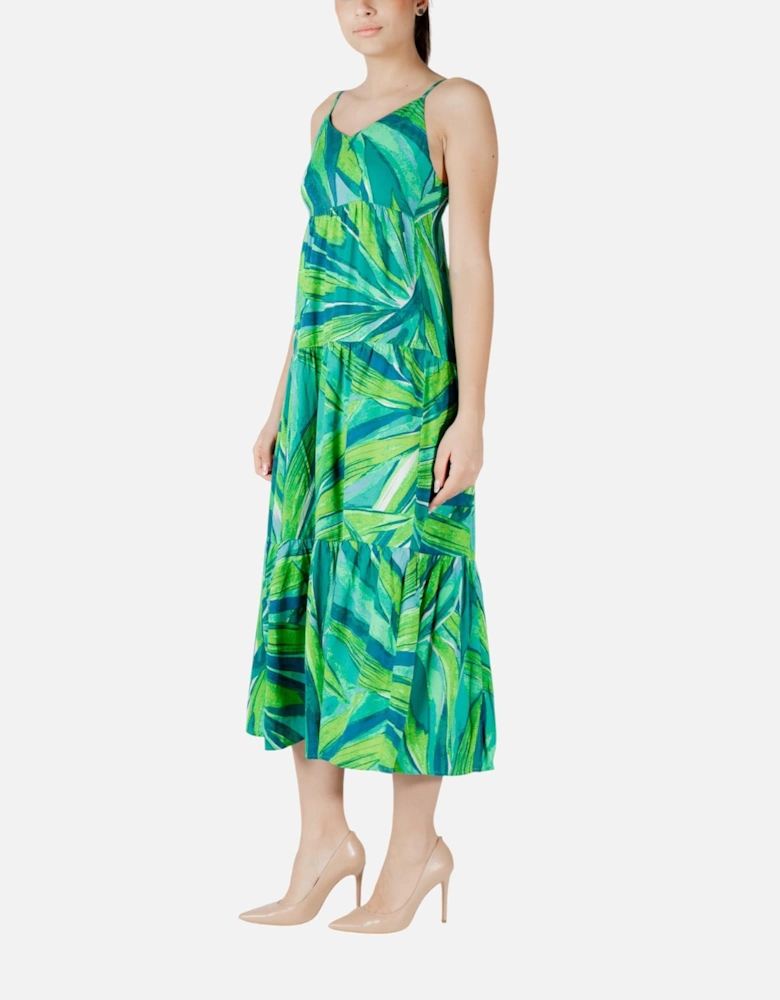 Floral V-Neck Strappy Dress Women - Green Dresses