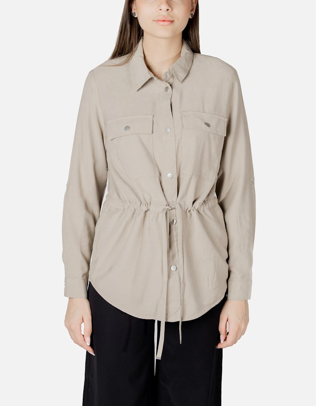 Classic Long Sleeve Blazer with Front Pockets Women - Beige, 4 of 3