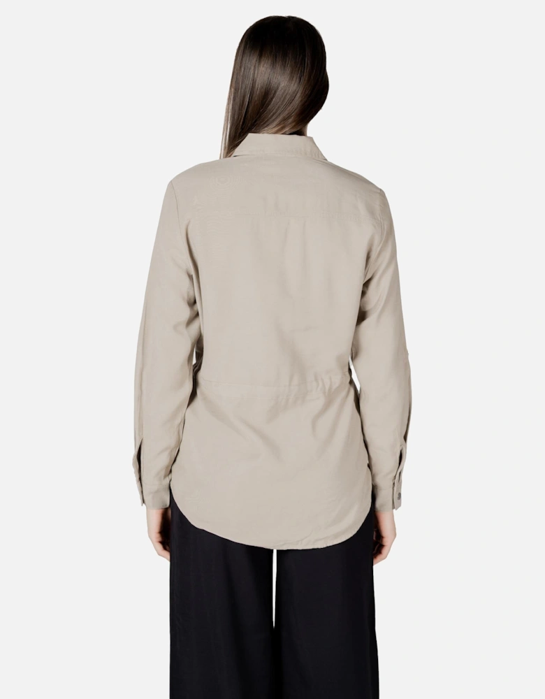 Classic Long Sleeve Blazer with Front Pockets Women - Beige