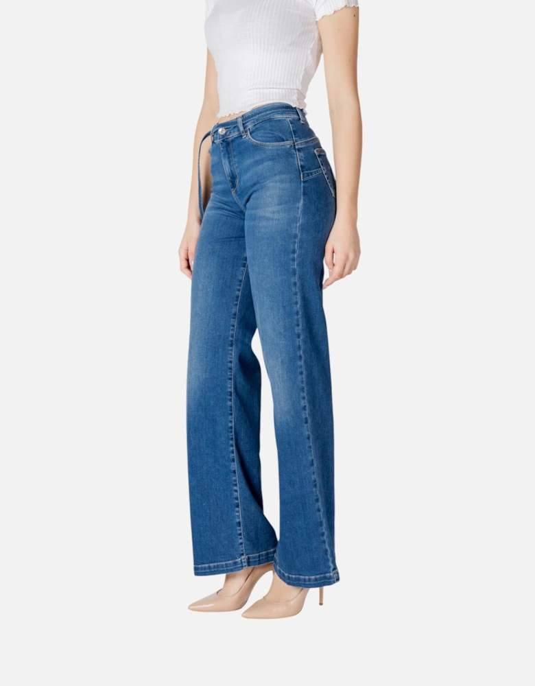 Light Blue Zip-Front Denim Jeans Women