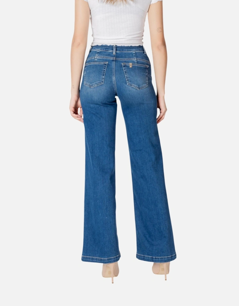 Light Blue Zip-Front Denim Jeans Women