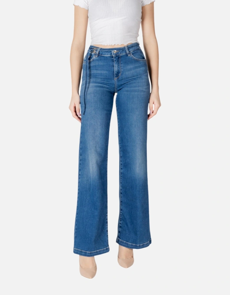 Light Blue Zip-Front Denim Jeans Women