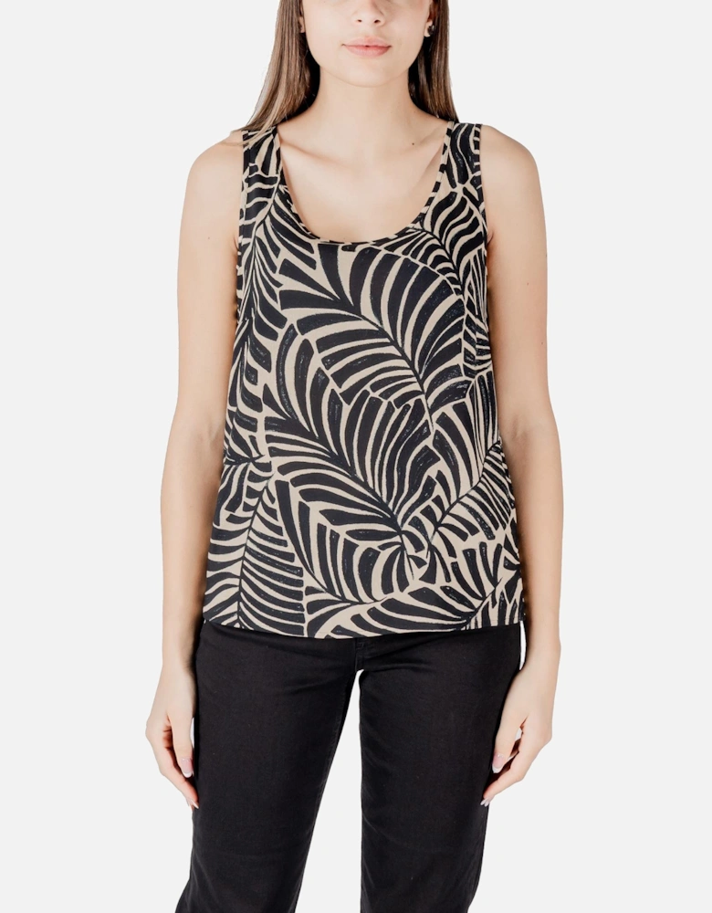 Floral Pattern Button-Up Top with Straps Women - Black