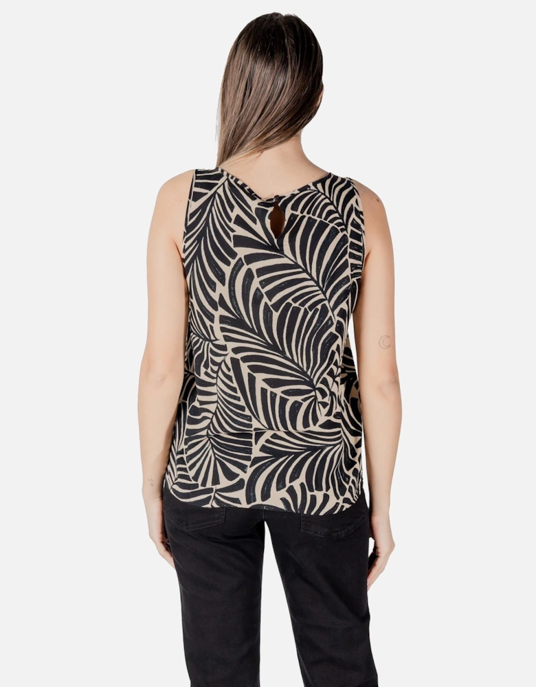 Floral Pattern Button-Up Top with Straps Women - Black