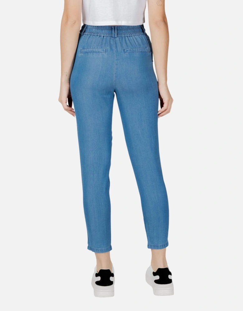 Lace-Up Lyocell Trousers with Pockets Women - Light Blue