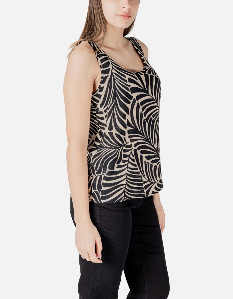Floral Pattern Button-Up Top with Straps Women - Black