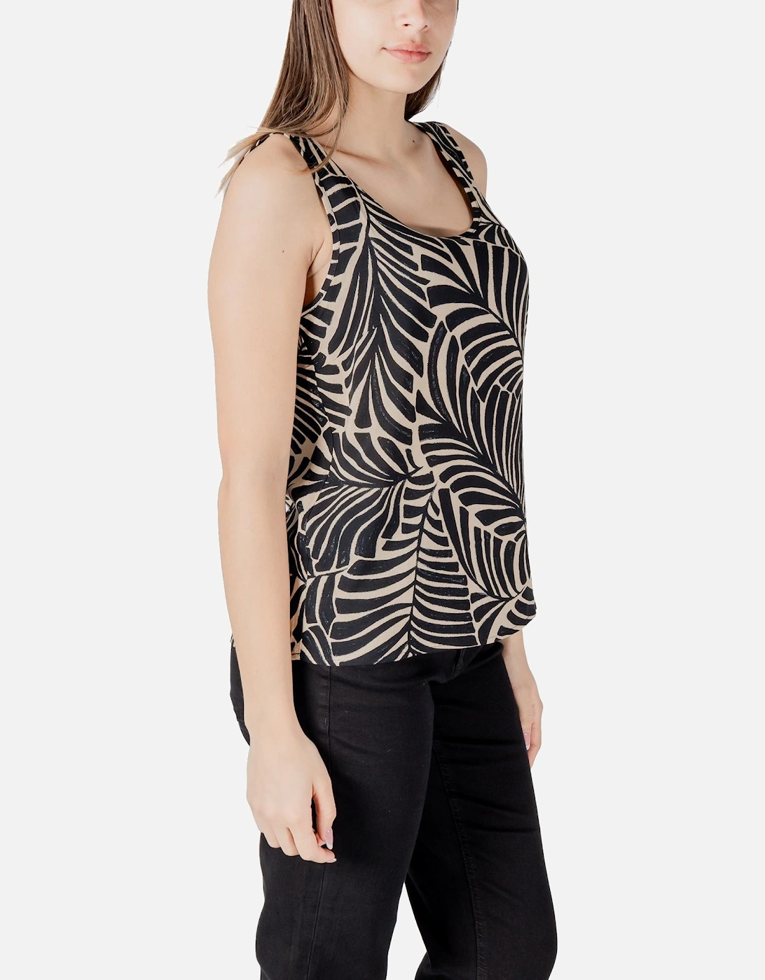 Floral Pattern Button-Up Top with Straps Women - Black