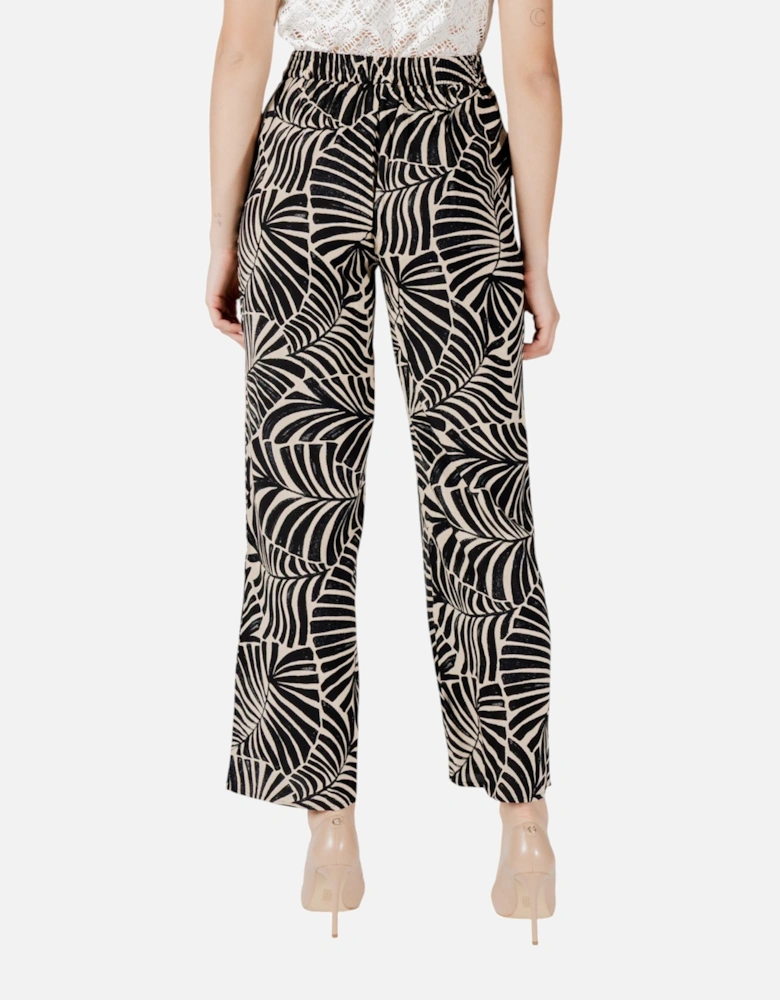 Printed Viscose Trousers with Lace Fastening Women - Black
