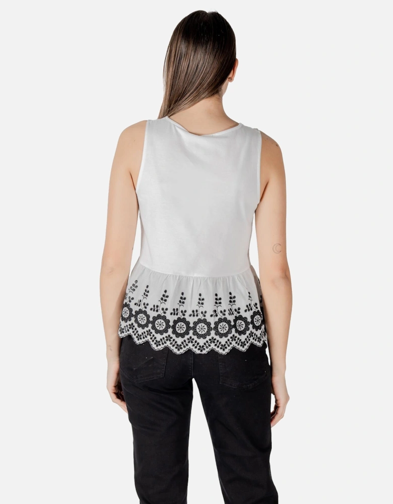Round Neck Strapped Cotton Top Women - White