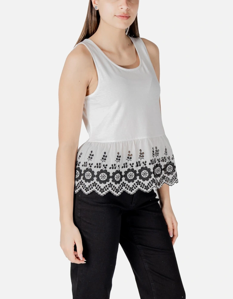 Round Neck Strapped Cotton Top Women - White