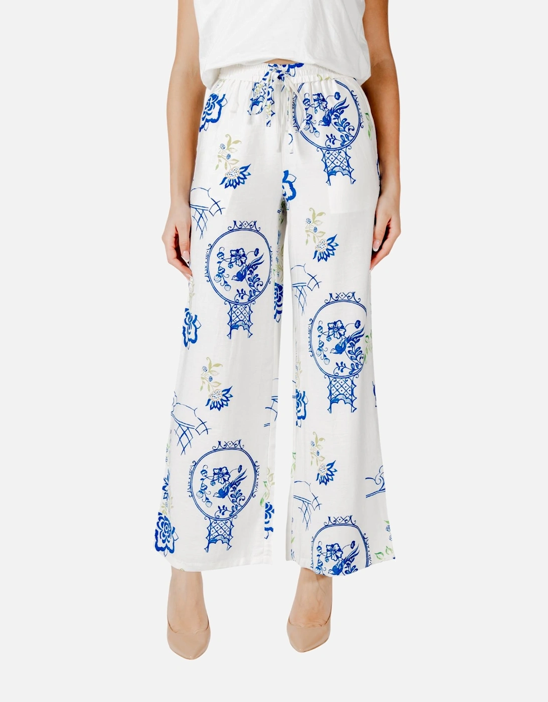 Printed Lace-Up Trousers with Front Pockets Women - White, 4 of 3