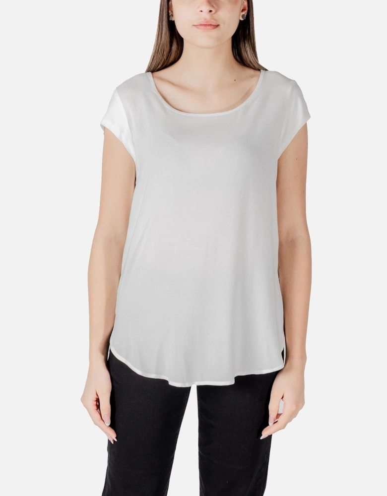 Short Sleeve Round Neck Blouse Women - White
