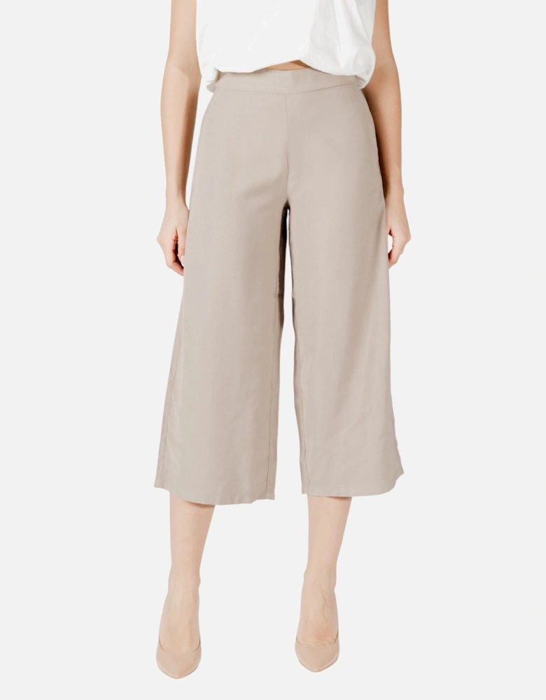 Side Zip Fastening Viscose Trousers Women - Beige