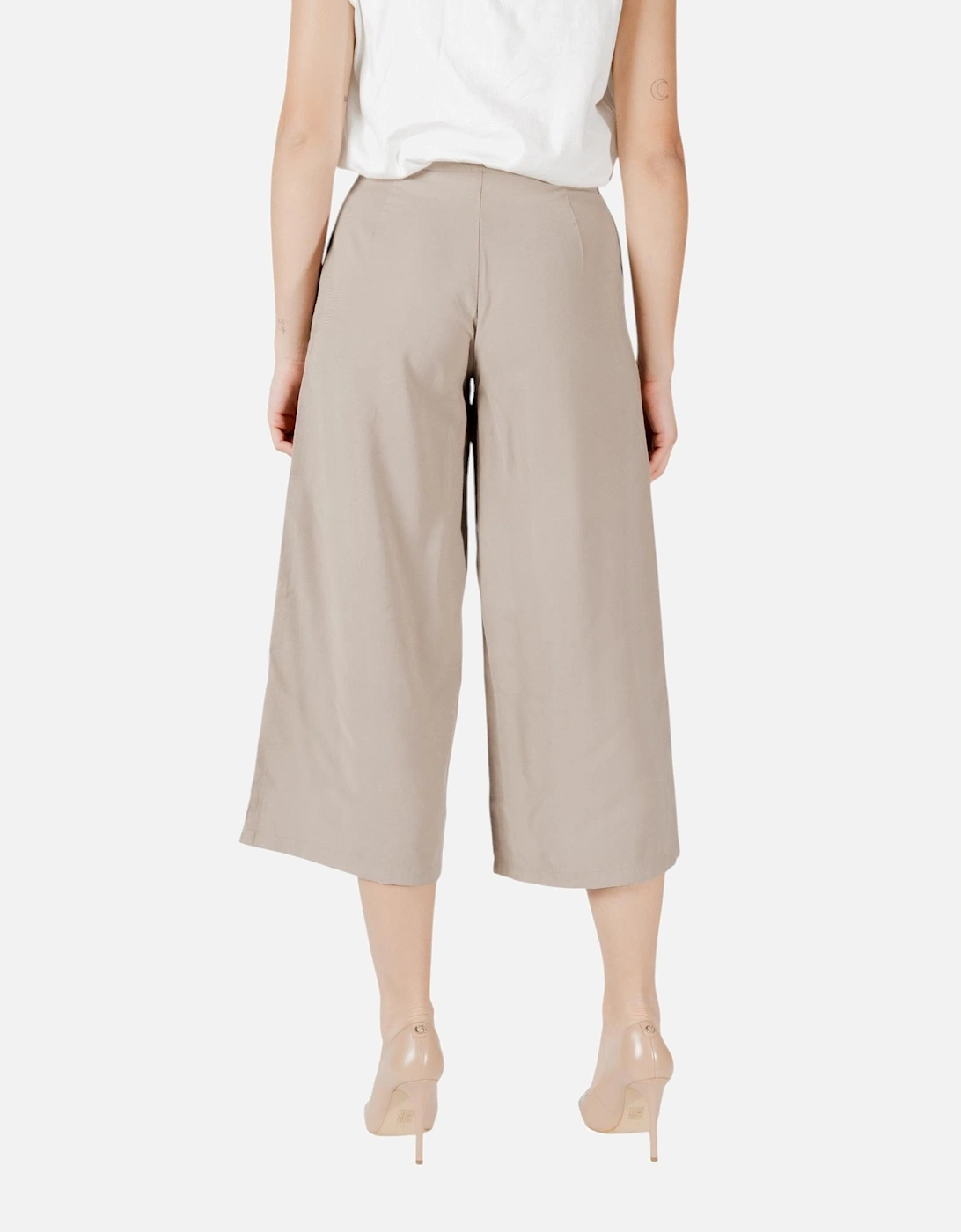 Side Zip Fastening Viscose Trousers Women - Beige