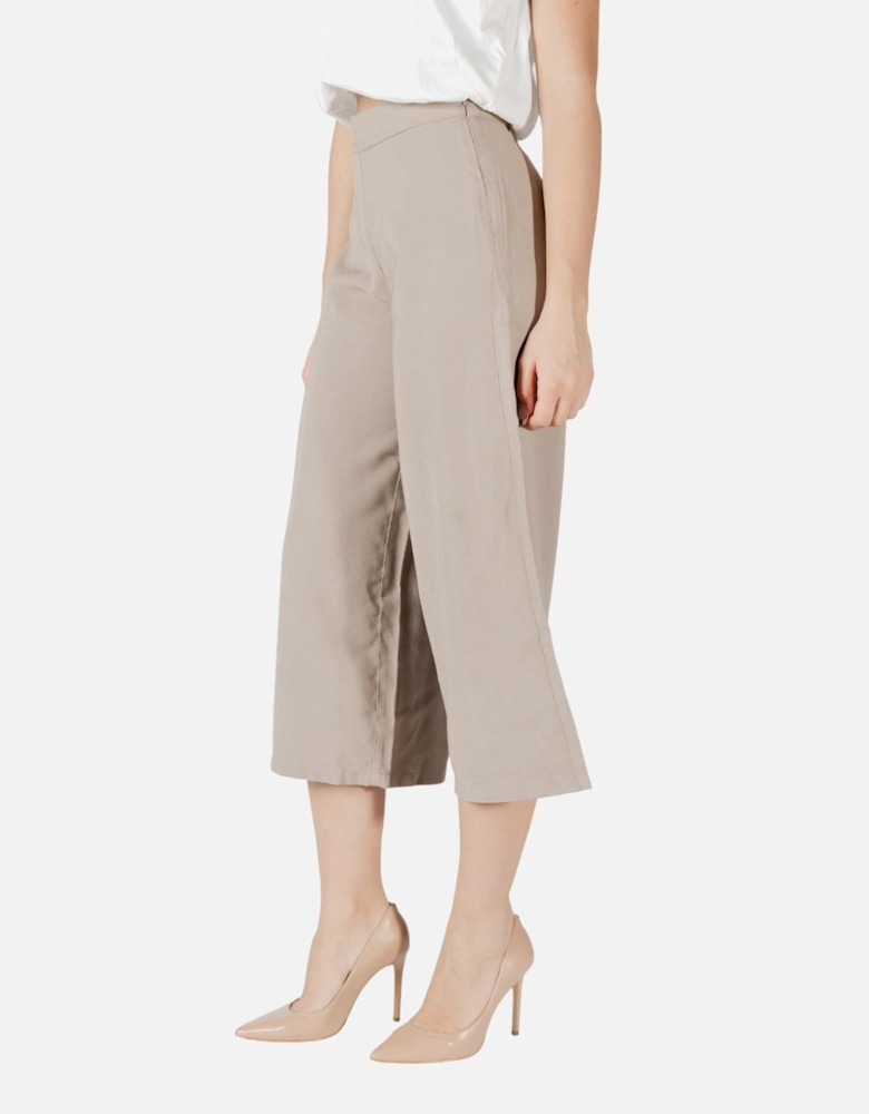 Side Zip Fastening Viscose Trousers Women - Beige