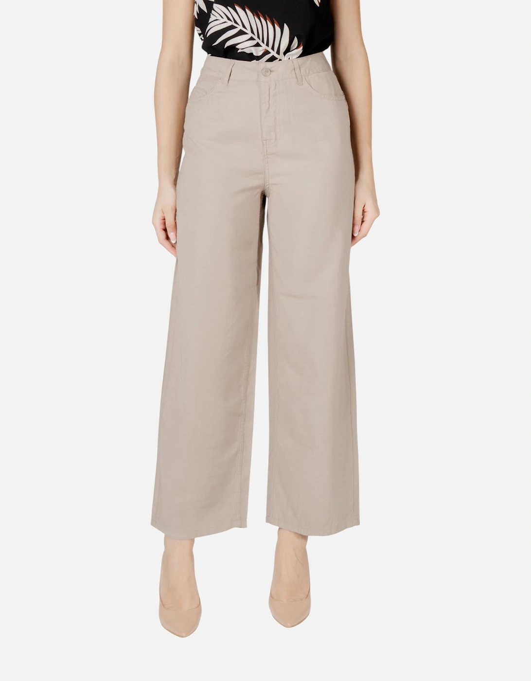 Zip and Button Trousers with Pockets Women - Beige, 4 of 3