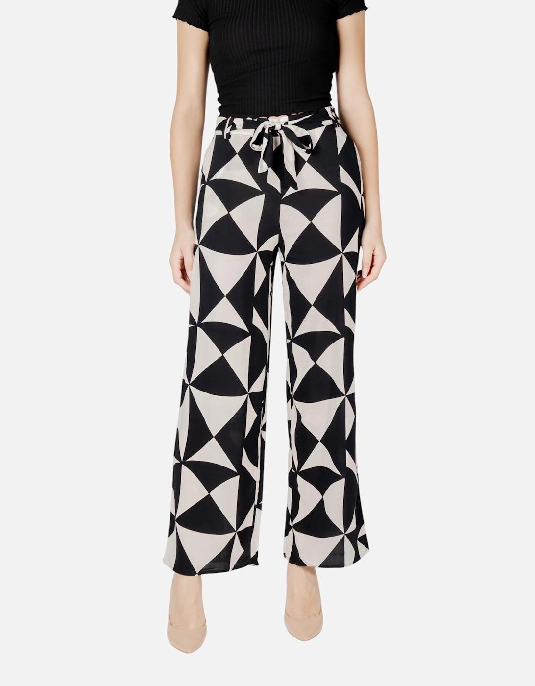 Geometric Pattern Lace-Up Trousers Women - Beige, 4 of 3