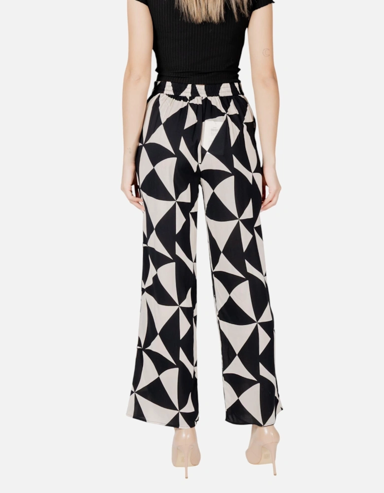 Geometric Pattern Lace-Up Trousers Women - Beige