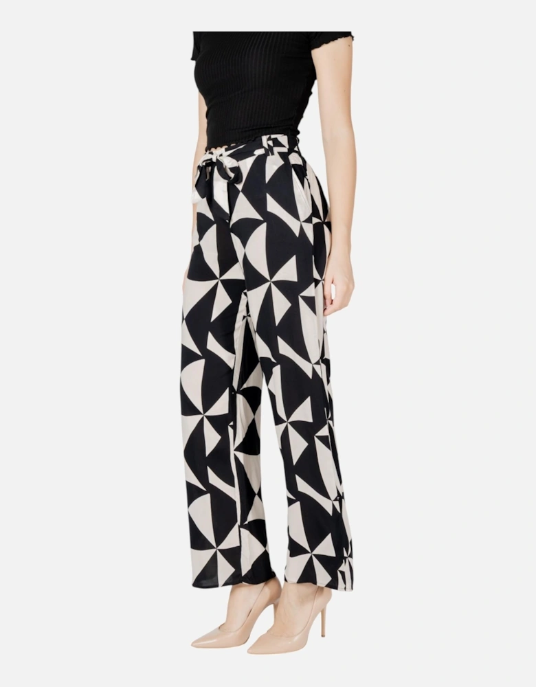 Geometric Pattern Lace-Up Trousers Women - Beige