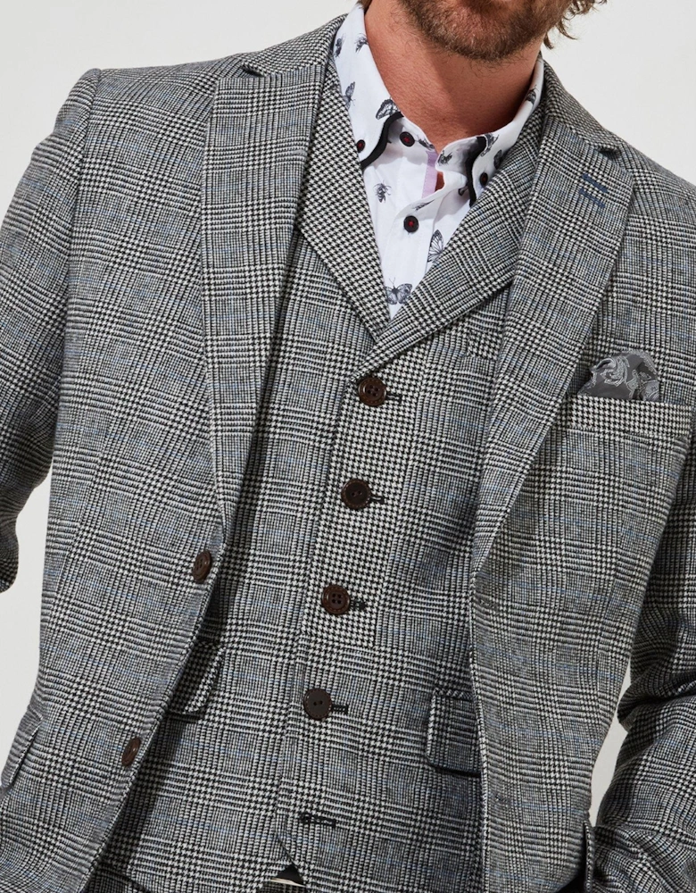 Marvellous Mix Check Blazer Jacket - Grey