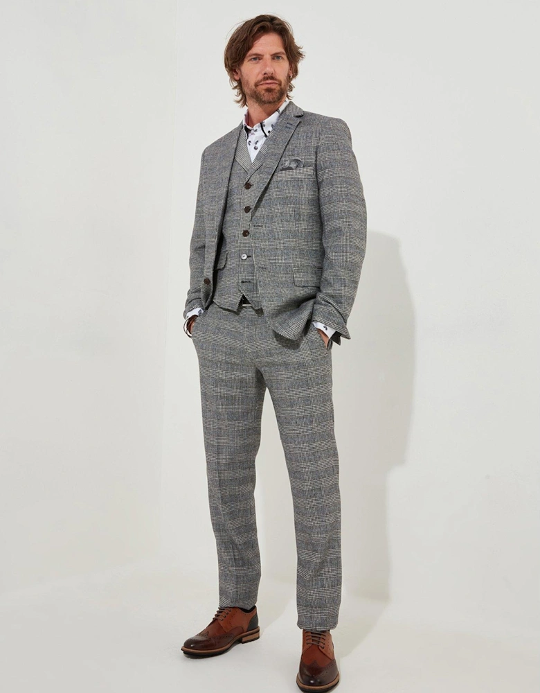 Marvellous Mix Check Blazer Jacket - Grey