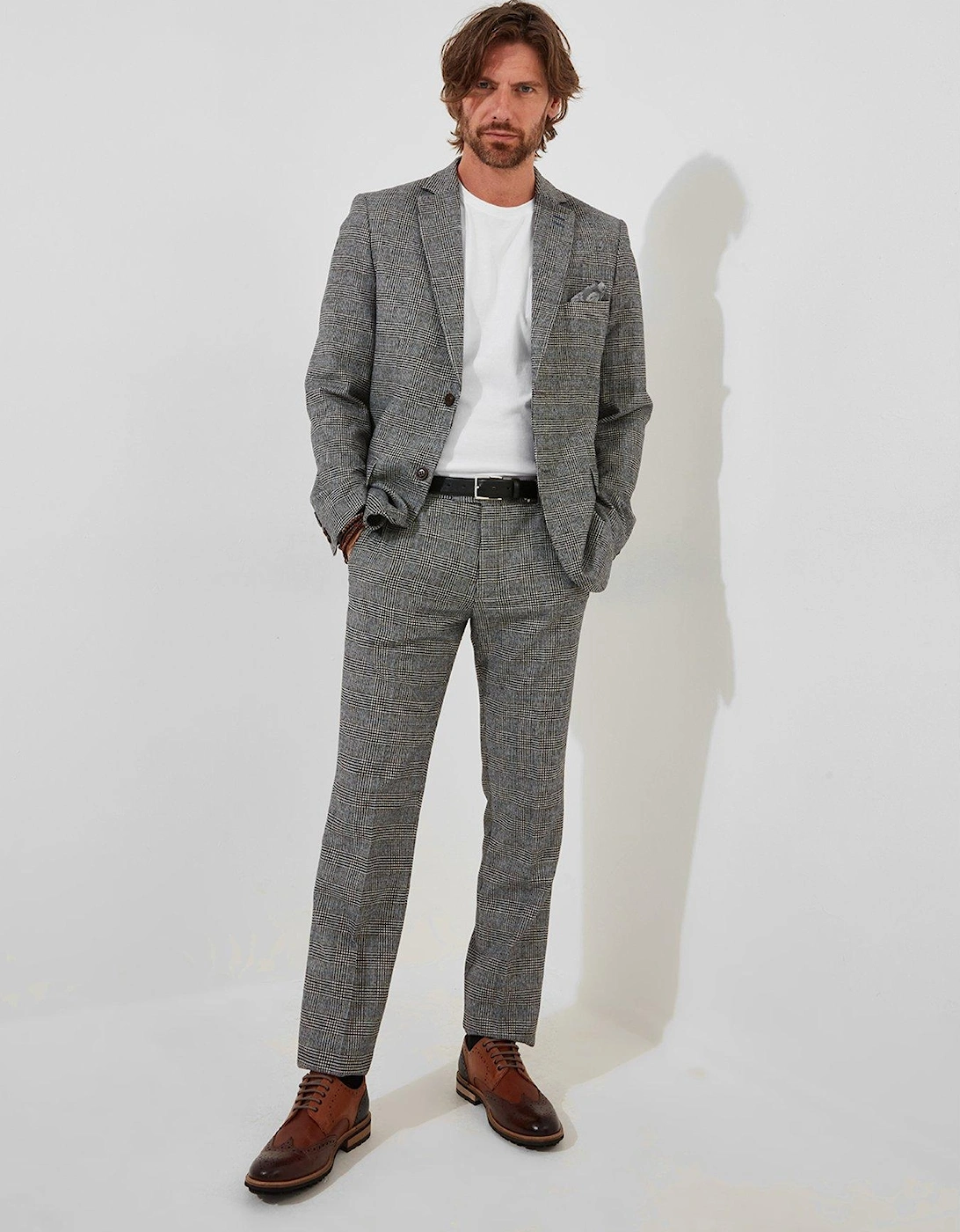 Marvellous Mix Check Blazer Jacket - Grey