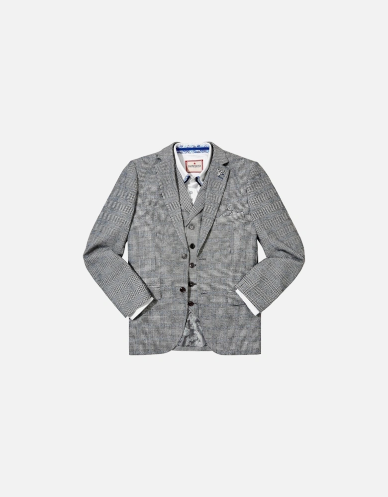 Marvellous Mix Check Blazer Jacket - Grey