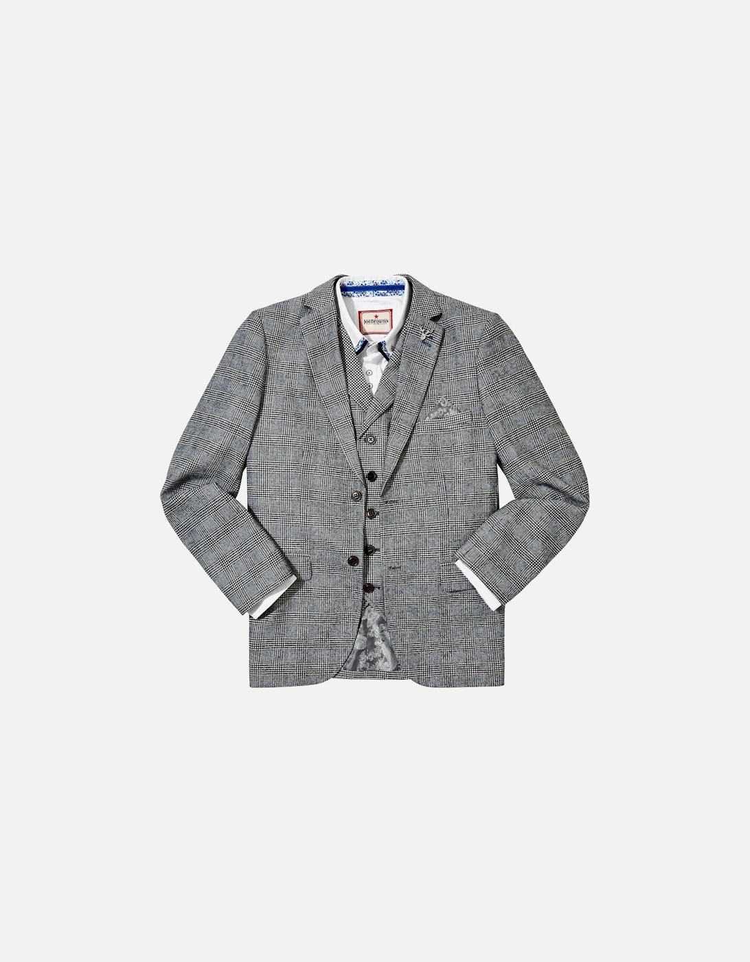 Marvellous Mix Check Blazer Jacket - Grey