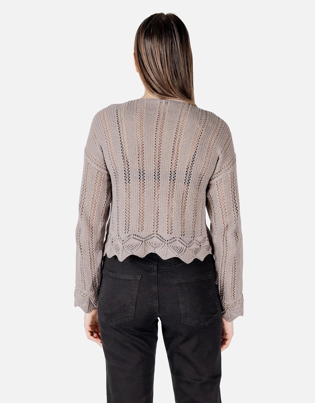 V-Neck Long Sleeve Knitwear Women - Beige
