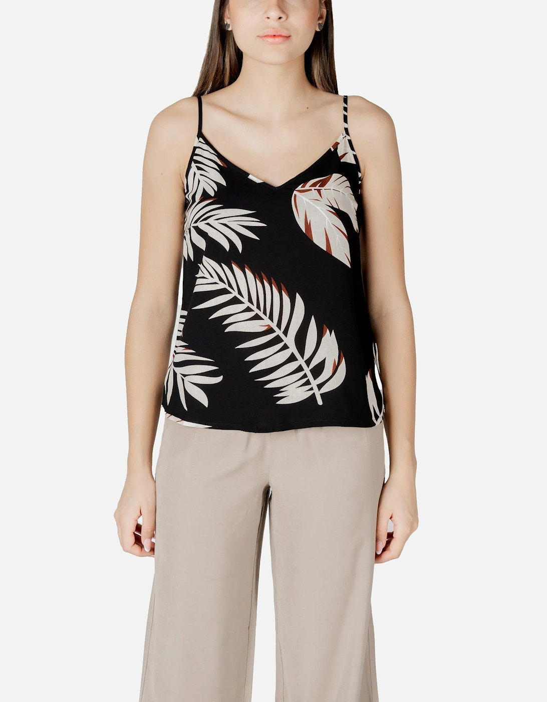 Floral V-Neck Strappy Top Women - Beige, 4 of 3