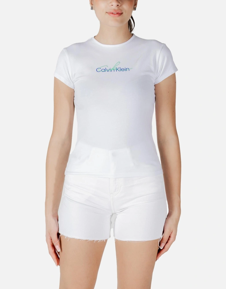 Printed Short Sleeve Round Neck T-Shirt Women - White Shirts