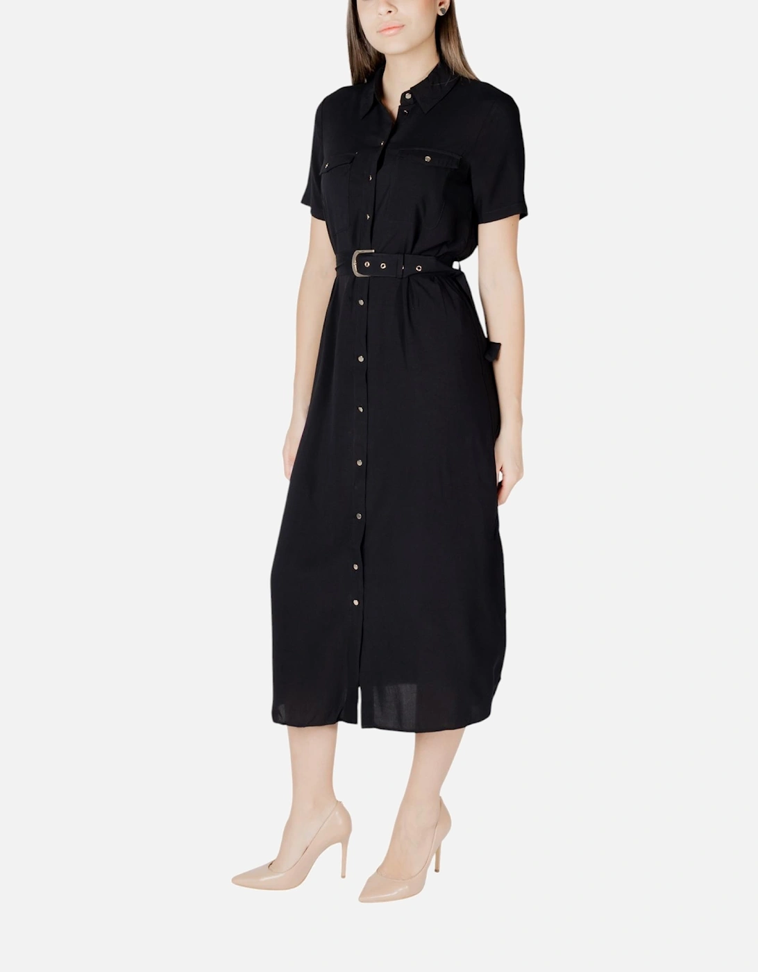 Short Sleeve Button-Up Dress Women - Beige Dresses