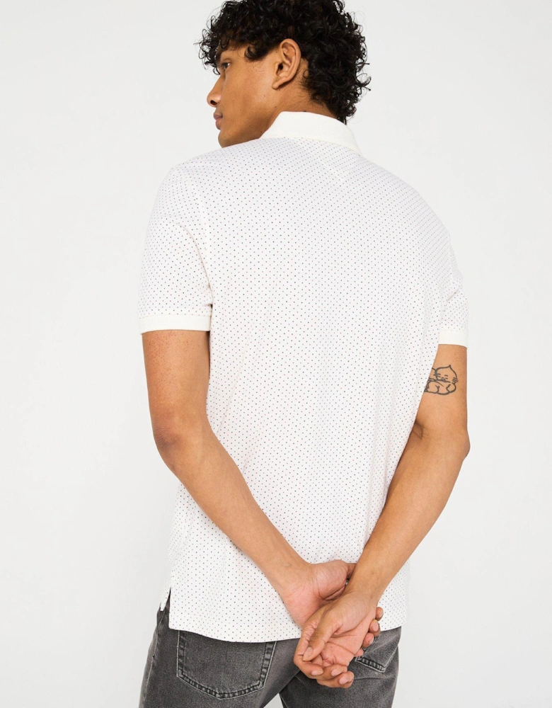 Regular Fit Microprint Polo Shirt - Beige