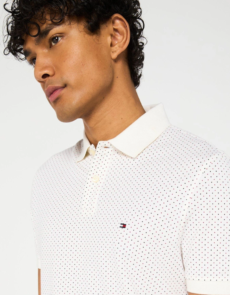 Regular Fit Microprint Polo Shirt - Beige