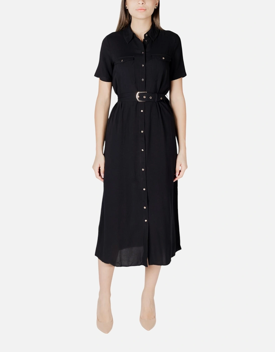 Short Sleeve Button-Up Dress Women - Beige Dresses, 4 of 3