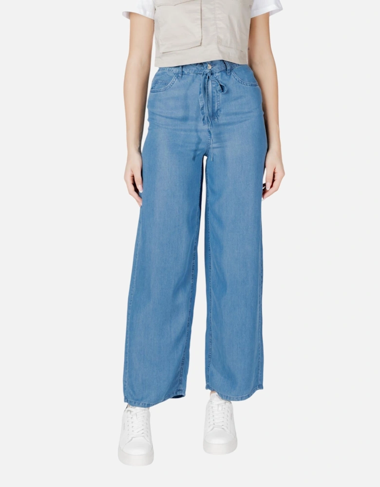 Zip and Button Front Back Pocket Jeans Women - Light Blue