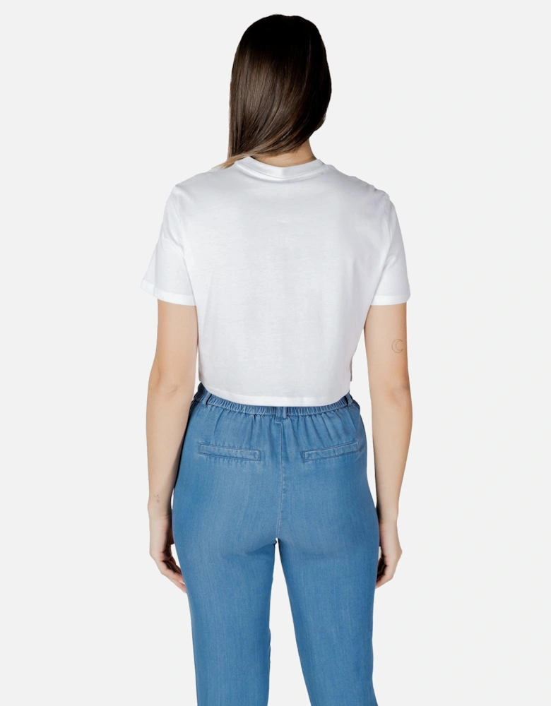 Round Neck Short Sleeve T-Shirt with Pockets Women - White Shirts