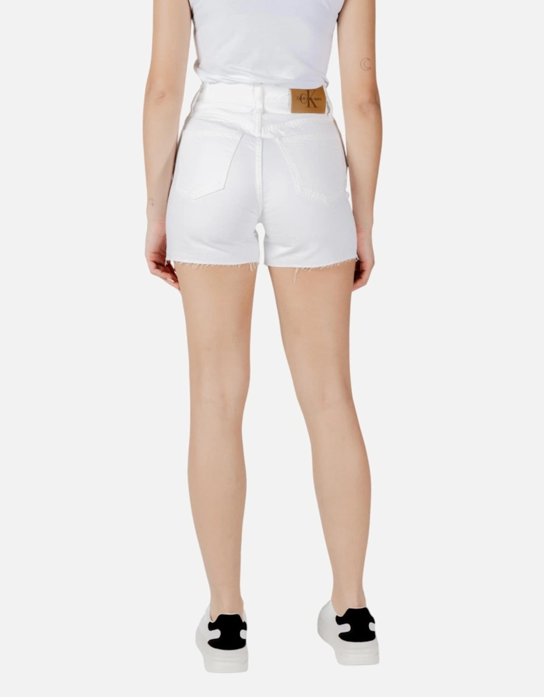 High-Rise Denim Shorts with Pockets Women - White