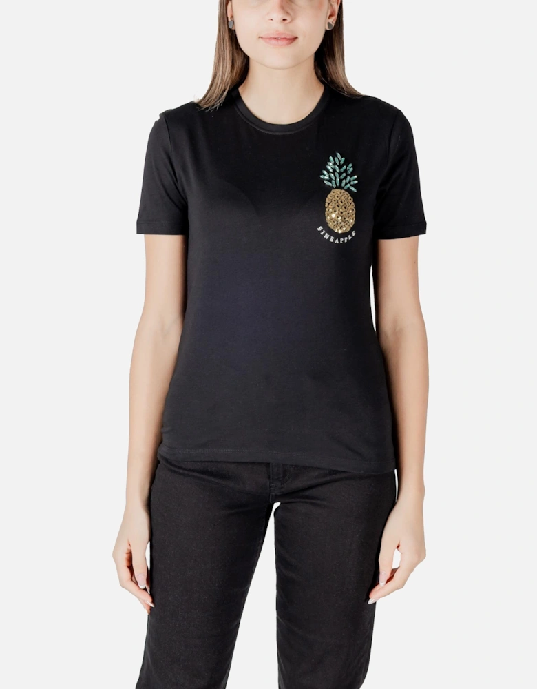 Organic Cotton Printed T-shirt Women - Black Shirts