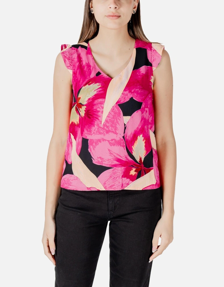 Floral Sleeveless V-Neck Top Women - Pink